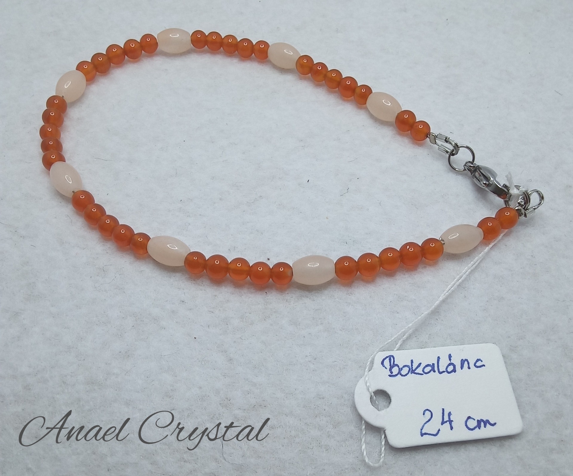 Bokalánc 24 cm 1600.- Ft Karneol (4 mm), Barack Aventurin  (4x8mm rizsazem)