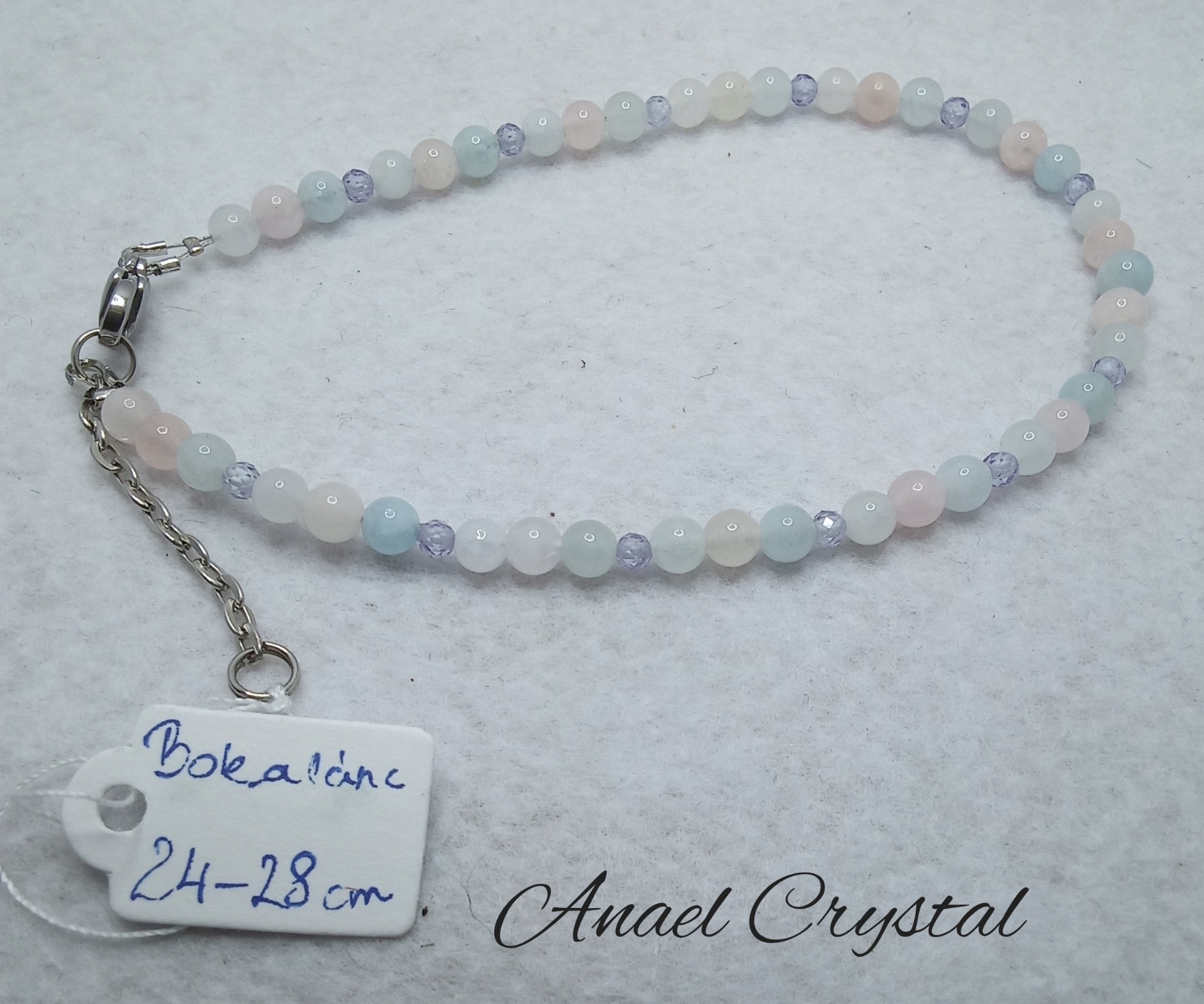 Bokalánc 24 -28 cm 2900.- Ft Akvamarin -Morganit (4 mm), Cirkon (3 mm fazettált)